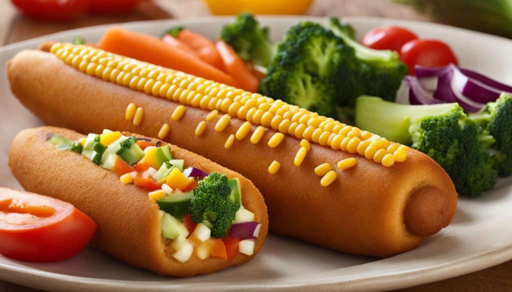 Corn Dog Sayur dengan sayuran tambahan